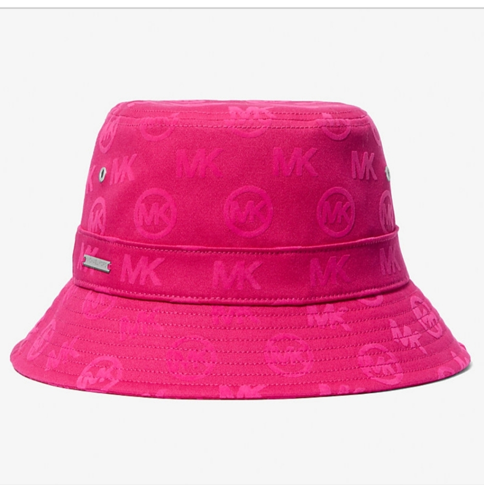 Michael Kors Logo Embossed Stretch Cotton Bucket Hat Dragon Fruit